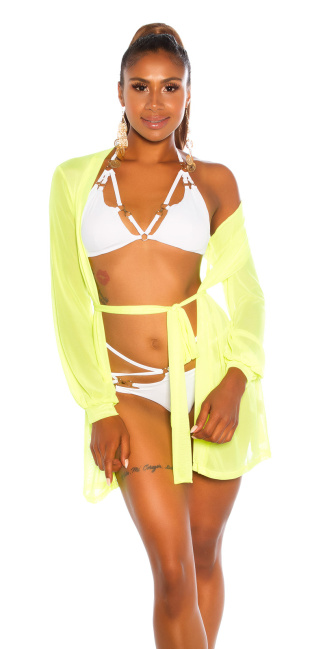 long sleeved cover-up with belt Yellow